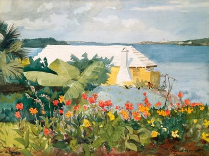 3HO2149-Flower-Garden-and-Bungalow-Bermuda-ART-MODERNE-PAYSAGE-Winslow-Homer