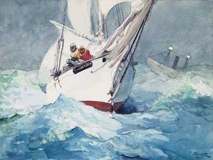 Image 3HO2151 Reefing sails around Diamond Shoals Cape Hatteras ART MODERNE PAYSAGE Winslow Homer