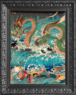Tableau Kuniyoshi-Utagawa-Recovering-a-jewel-from-the-palace-of-the-dragon-king-II
