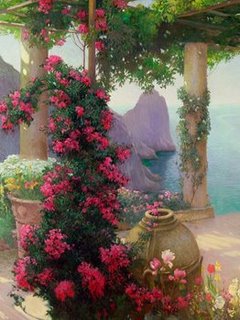 3KS4086-The-Terrace-Capri-(detail)-PAYSAGE--Karl-Maria-Schuster