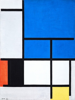 3MON5448-Piet-Mondrian-Composition-with-large-blue-plane,-red,-black,-yellow,-and-gray