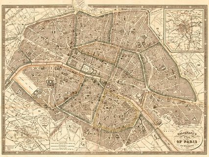 Image 3MP588 Plan of Paris and Environs 1865 CARTE  Antonio Galignani