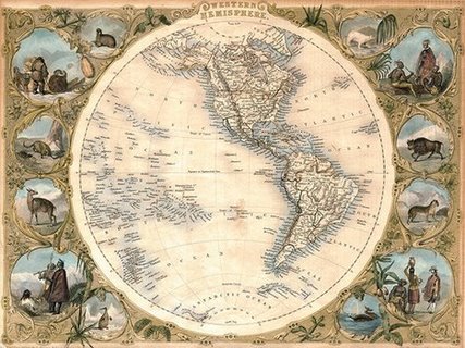 3MP592-Map-of-the-Western-Hemisphere-1850-CARTE--John-Tallis
