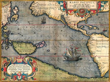 Image 3MP595 Map of the Pacific Ocean 1589 CARTE  Abraham Ortelius