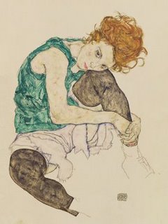 3SC073-Seated-Woman-with-Bent-Knee--ART-MODERNE-FIGURATIF-Egon-Schiele
