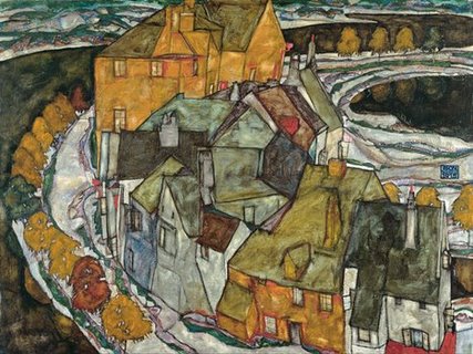 3SC1581-Crescent-of-Houses-II-Island-Town-ART-MODERNE-PAYSAGE-Egon-Schiele