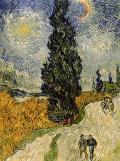 Image 3VG559 Road with Cypresses (detail) PEINTRE PAYSAGE Vincent van Gogh