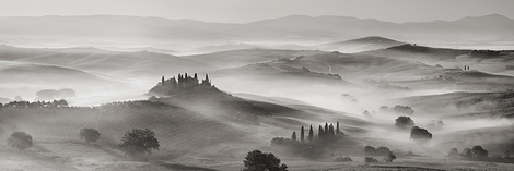 Image 4FK5198 Frank Krahmer  Val d`Orcia panorama, Siena, Tuscany (BW)