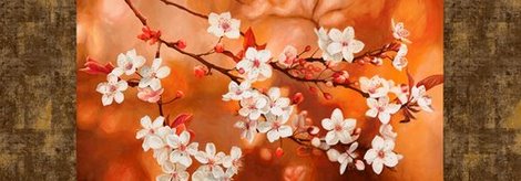 Image 4JT3782 Orange Sakura FLEURS DECORATIF Jenny Thomlinson