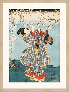 Beaute-cueillant-une-branche-de-cerisier-en-fleurs-1843-1847---KUNISADA