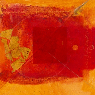 ig3596-Red-square-with-circle-and-gold-ABSTRAIT---Louis-van-Marissing