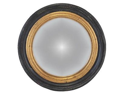 Miroir-rond-cnvx-nr-dore