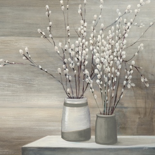 Image wa35716 Pussy Willow Still Life with Grey Pots C Julia Purinton FLEURS 
