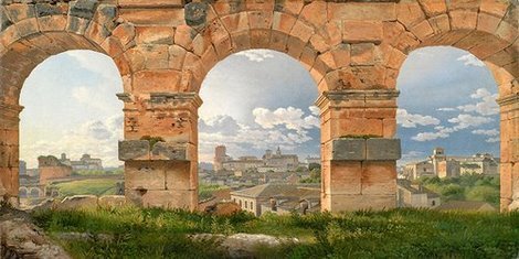 2AA1963-A-View-through-The-Arches-of-the-Colosseum-Rome-ART-CLASSIQUE-PAYSAGE-Christoffer-Wilhelm-Eckersberg