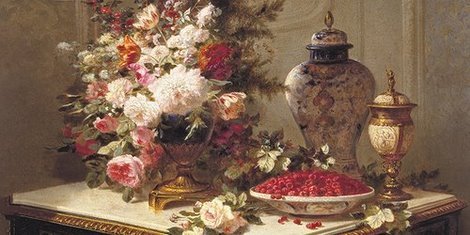 Image 2AA3101 Floral composition on a table (detail) FLEURS ART CLASSIQUE Jean-Baptiste Robie