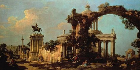 Image 2CA162 Capriccio of Roman Ruins with a Renaissance Church ART CLASSIQUE  Canaletto 