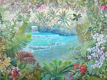 3ADM3923-Cascata-tropicale-(detail)-PAYSAGE-DECORATIF-Andrea-Del-Missier