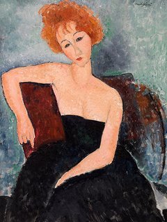 3AM4359-Jeune-fille-rousse-en-robe-de-soir--MODERN-ART-FIGURATIF-Amedeo-Modigliani