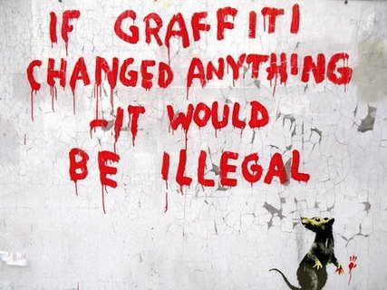 Image 3BY2578 Clipstone Street London (graffiti attributed to Banksy) URBAIN  Anonymous (attributed to Banksy) 