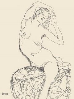 3GK1113-Seated-Nude-Woman--PEINTRE-FIGURATIF-Gustav-Klimt