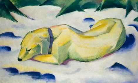 ig8659-Liegender-Hund-im-Schnee-ART-CLASSIQUE---Franz-Marc